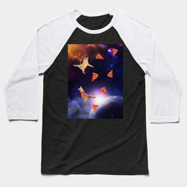 Flying cats and pizza in space Baseball T-Shirt by reesea
